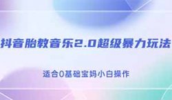 抖音胎教音乐2.0，简单粗暴变现玩法日入500+，适合0基础小白操作