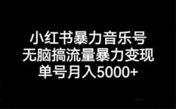 月入5000+，素材多多作品制作简单，新手也能轻松上手的小红书音乐号