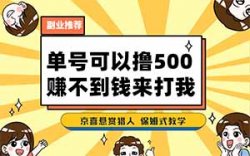 一单20，一个账号500，收益无上限的最强无脑拉新