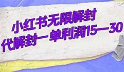 一单利润15-30，两分钟完成，外面收费398的小红书无限解封教程