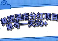 美团酒店分红项目，单号一天50+，操作玩法分享给你