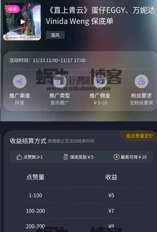 音乐推广小项目，门槛低人人可做，一个赞最少有5元