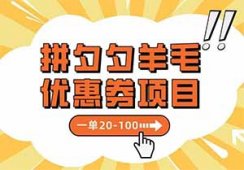 揭秘薅拼夕夕羊毛优惠券项目，一单20-100【仅揭秘玩法，不建议操作！】