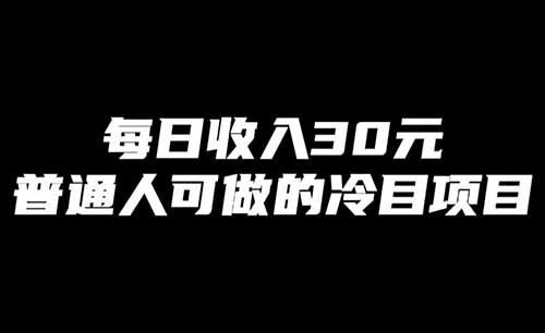 单号每日收入30元，冷门小项目，靠谱