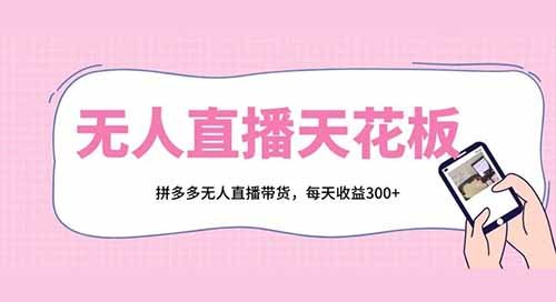 无人直播天花板,拼多多无人直播带货,每天收益300+