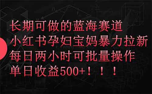 小红书孕妇宝妈新玩法，两小时轻松赚500+