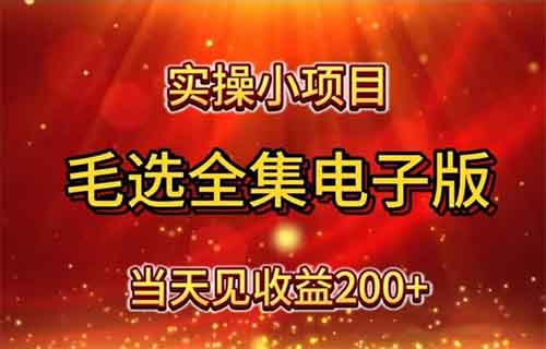 实操小项目，毛选全集电子版，当天见收益200+