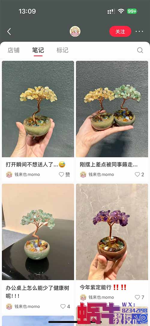 在小红书卖水晶树，客单价45，卖了10000个！