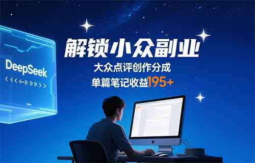 DeepSeek+大众点评，90%的人不知道的小众AI副业，一篇笔记到手195+，多劳多得！（附详细教程）