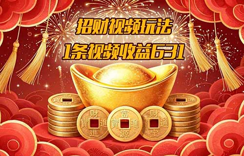 招财视频赚翻了，1条视频收益631.37，快来学吧，手把手教你