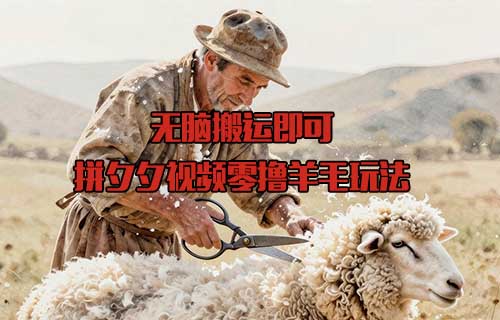 无脑搬运即可，拼夕夕视频零撸羊毛玩法！